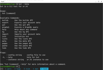 Screenshot of the hut cli tool